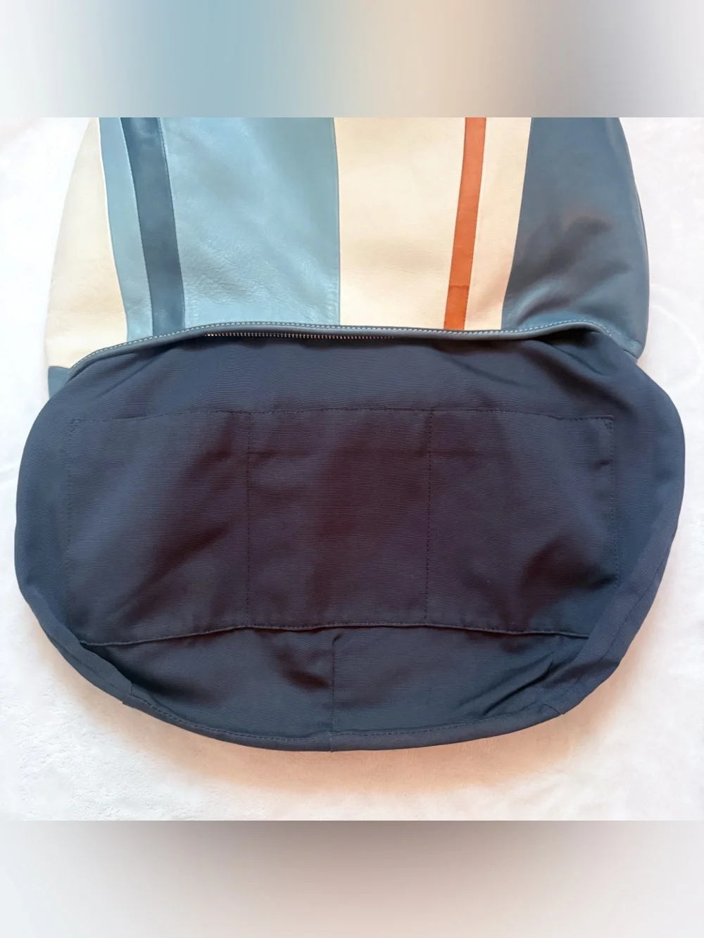 Vintage Coach Rare Ergo Y2K Blue Striped Leather Large Hobo Bag 9298 *Flaws* GUC